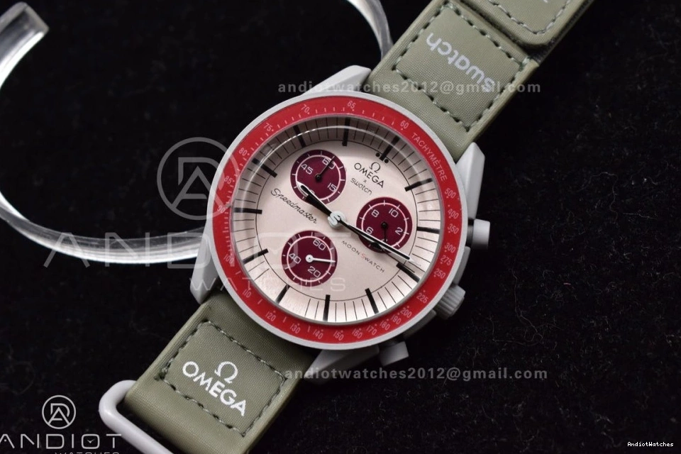 to Strap Omega Moonwatch Mission Pluto GoodFit Swatch Quartz Bioceramic 1182 on Nylon x 0316